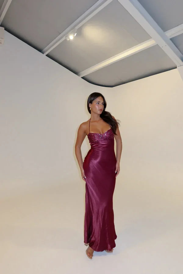 MAXIKLEID AUS CELESTINE-SATIN