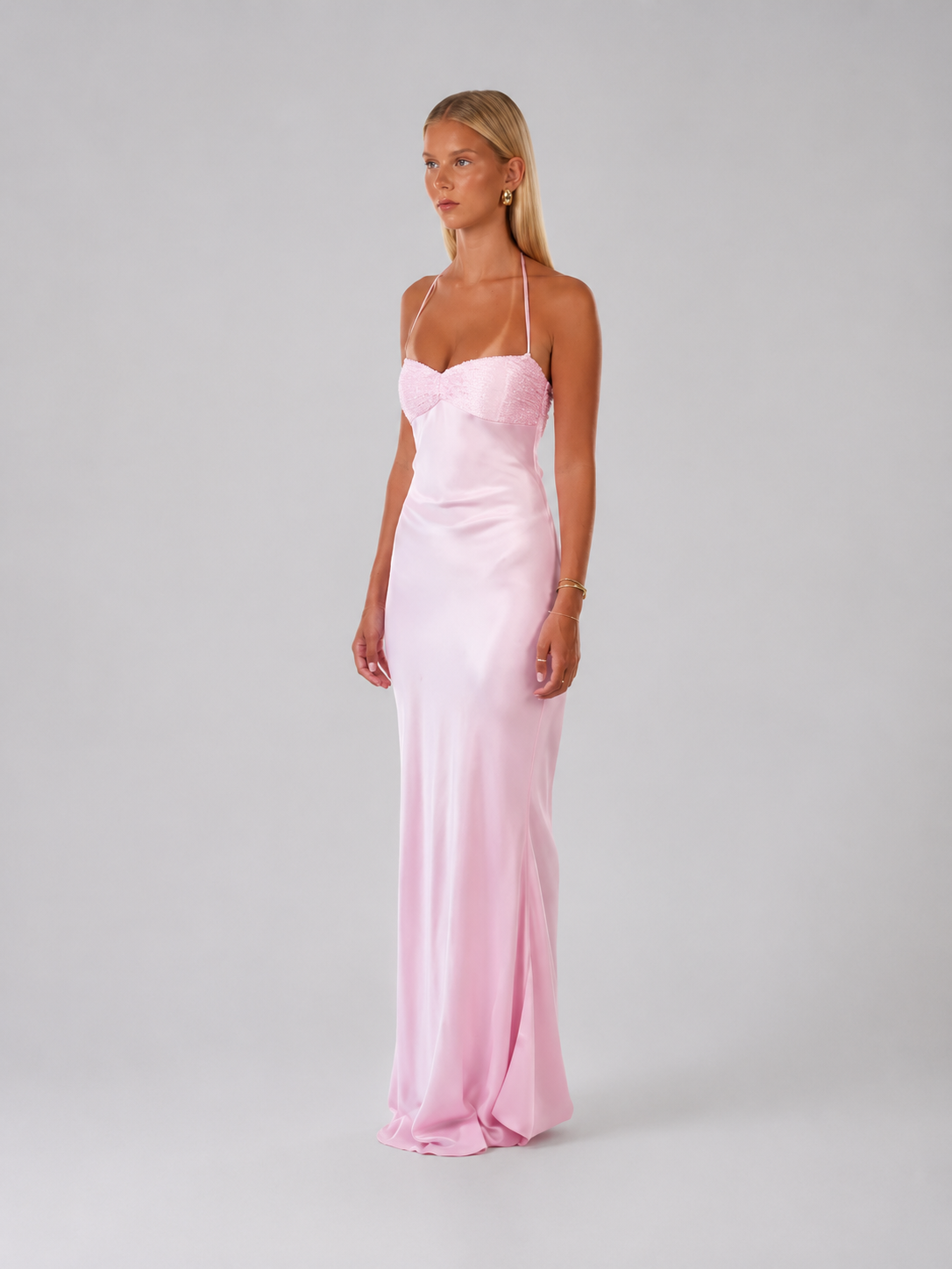 MAXIKLEID AUS CELESTINE-SATIN