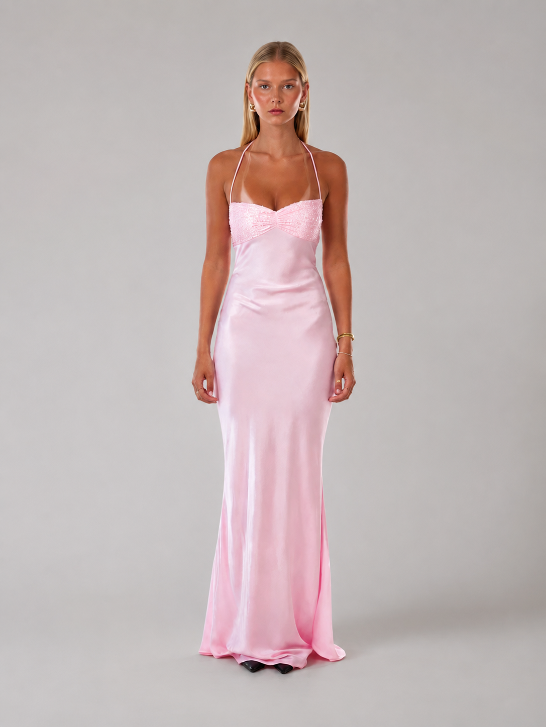 MAXIKLEID AUS CELESTINE-SATIN
